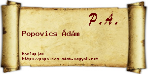 Popovics Ádám névjegykártya