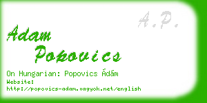 adam popovics business card
