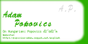 adam popovics business card